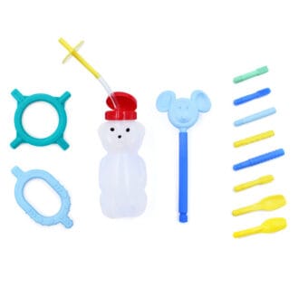 ARK Z-Vibe Feeding Therapy Kit – varianta bebeluși și copii mici (6 luni–3 ani) – cu Baby Tetra-Bite, Baby Grabber, Bear Bottle, Z-Vibe și vârfuri terapeutice de dimensiune mică, fabricat în SUA