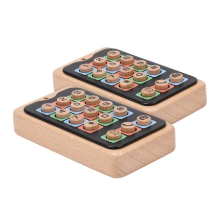 Set 2 telefoane mobile de jucărie - Lemn - Butoane flexibile - Joc de Rol