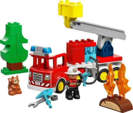 Set LEGO DUPLO CAMION DE POMPIERI CU FURTUN SI POMPIER 10473 - prin Didactopia