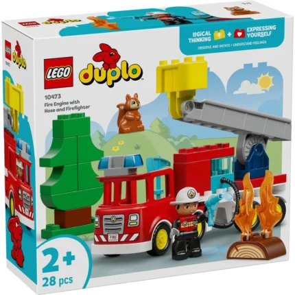 Set LEGO DUPLO CAMION DE POMPIERI CU FURTUN SI POMPIER 10473 - prin Didactopia