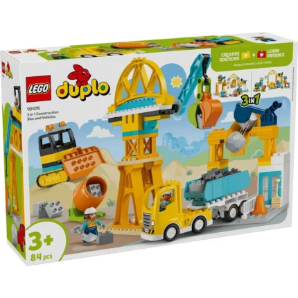 Set LEGO DUPLO SANTIER SI VEHICULE DE CONSTRUCTII 3 IN 1 10476 - prin Didactopia