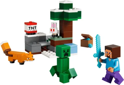 Set LEGO MINECRAFT AVENTURA DIN TAIGA A LUI STEVE 21583 - prin Didactopia