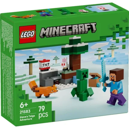 Set LEGO MINECRAFT AVENTURA DIN TAIGA A LUI STEVE 21583 - prin Didactopia