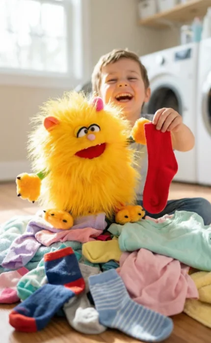 Șmecherichi, pisicuța colorată - Marionetă de mână - 35 cm - Original Living Puppets®