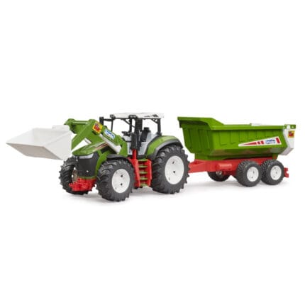 Bruder Tractor Roadmax cu incarcator frontal si remorca basculabila-Vehicule Originale Bruder-BR03452