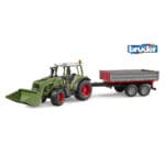 Bruder tractor Fendt Vario 211 cu incarcator frontal si remorca-Vehicule Originale Bruder-BR02182