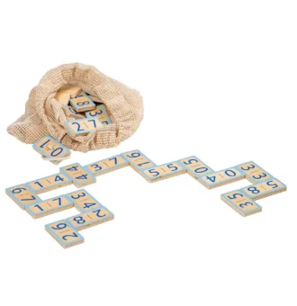Nomido - Matematică isteață - Joc matematic operații aritmetice - Set cu 48 dominouri mari din lemn