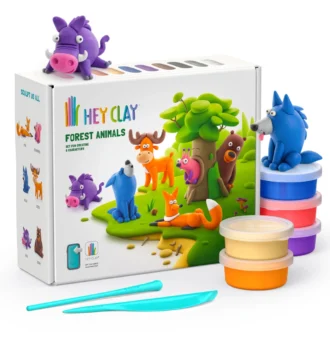Plastilină - Argilă specială de modelat - Animale din pădure - Hey Clay®- Set 15 cutii - Conectare la App