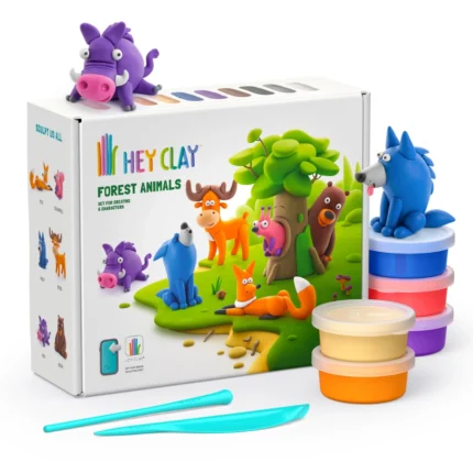 Plastilină - Argilă specială de modelat - Animale din pădure - Hey Clay®- Set 15 cutii - Conectare la App